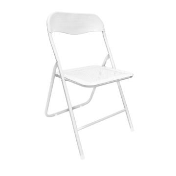 VERDELOOK - SEDIA PIEGHEVOLE METALLO BIANCA MAGLIA PERFORATA PORTATA 120 KG