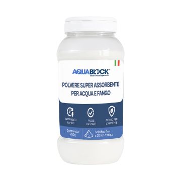 PEZZINI DISTRIBUZIONE SRL - POLVERE SUPERASSORBENTE PER ACQUA E FANGO AQUADRY 250 GR AQUABLOCK