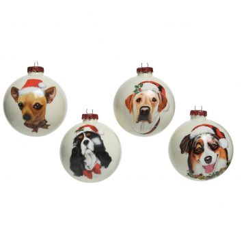 PALLINA VETRO CON CANE  D.8CM