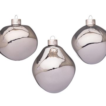BIZZOTTO - CONFEZIONI 3 PALLINE NATALE GRIGIO LUCIDO VETRO ORGANIC BIZZOTTO D8