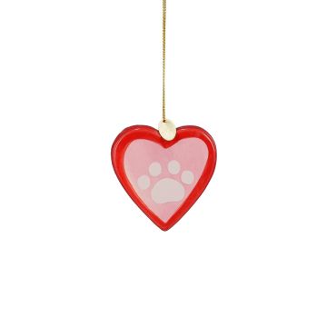 EDELMAN - DECORAZIONE CUORE CON ZAMPA CUCCIOLO ROSSO E ROSA 6X2X6CM EDELMAN