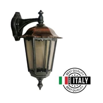 APPLIQUE DA PARETE LANTERNA DOWN NERA/ARGENTO/RAMATO 1XE27 FIRENZE MORETTI