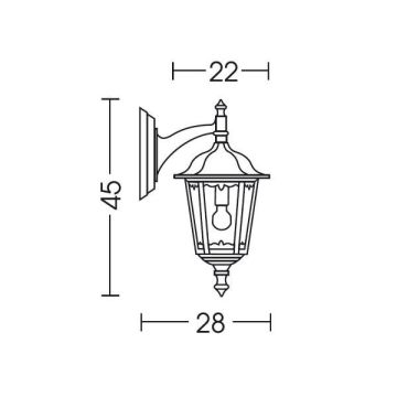 MORETTI LUCE S.N.C. - APPLIQUE DA PARETE LANTERNA DOWN NERA/ARGENTO/RAMATO 1XE27 FIRENZE MORETTI