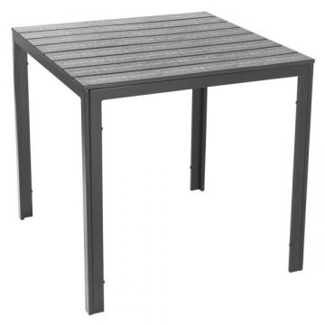 VERDELOOK - TTAVOLO DA GIARDINO GRIGIO TENERIFE QUADRATO EFFETTO LEGNO IN METALLO 78X78X74