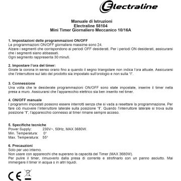 ELECTRALINE - MINI PROGRAMMA GIORNALIERO PER PRESE ELETTRICHE