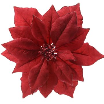 KAEMINGK - FIORE NATALIZIO ROSSO CON CLIP E GLITTER KAEMINGK D24X7 CM