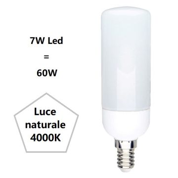 LAMPADINA TUBOLARE BOT LED 7W LUCE NATURALE 4000K 806LM E14