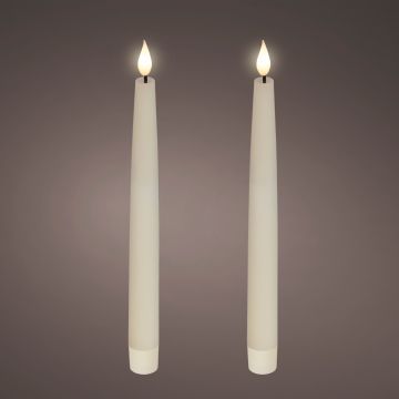 KAEMINGK - CANDELA LED A STELO BIANCA EFFETTO FIAMMA REALE DIAM 2,2X24,5H CM