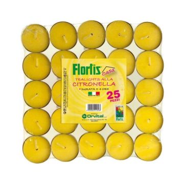 ORVITAL - CANDELE CITRONELLA PER ZANZARE 25 PZ TEALIGHTS FLORTIS