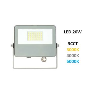 FARO PROIETTORE PER ESTERNO A LED 20W SWITCH 3CCT GRIGIO SKY BENEITO FARO PROIETTORE PER ESTERNO A LED 20W SWITCH 3CCT GRIGIO SKY BENEITO