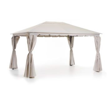 SALMAR - GAZEBO 3X4 FERRO ANTRACITE TELO POLIESTERE 250GR ECRU CON TENDE LATERALI