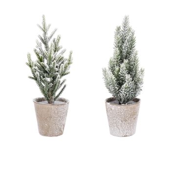 MINI ALBERO DI NATALE INNEVATO CON VASO BIZZOTTO 25H ASSORTITO PREZZO CAD MINI ALBERO DI NATALE INNEVATO CON VASO BIZZOTTO 25H ASSORTITO PREZZO CAD