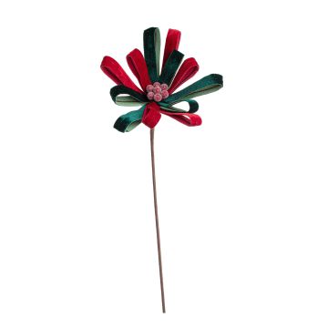 BIZZOTTO - STELLA NATALE STILIZZATA ROSSO E VERDE NASTRO VELLUTO BIZZOTTO 25X50H