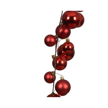 KAEMINGK - GHIRLANDA NATALIZIA LINEARE CON PALLINE ROSSE OPACHE E LUCIDE 180CM INFRANGIBILE