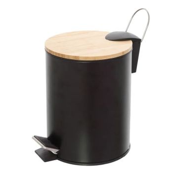 FERIDRAS - PATTUMIERA HAITI 3L ACCIAIO NERO OPACO E BAMBÙ 17X17X22.50H CM
