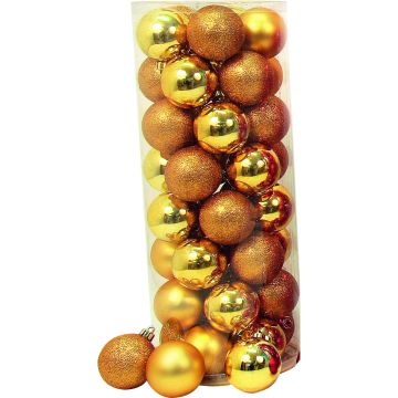GIOCOPLAST NATALE - PALLINE DI NATALE ORO 6 CM LUCIDE OPACHE GLITTER IN PLASTICA CONFEZIONE 40 PEZZI