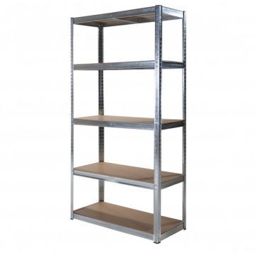 VERDELOOK - SCAFFALE 5 RIPIANI IN METALLO CON RIPIANI IN MDF RIMOVIBILI ZINCATO  90X40X180CM
