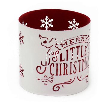 PORTA CANDELE NATALIZIO METALLO BIANCO E ROSSO 7XH8 CM PORTA CANDELE NATALIZIO METALLO BIANCO E ROSSO 7XH8 CM