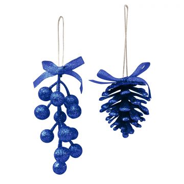 GIOCOPLAST NATALE - PIGNE E BACCHE GLITTER BLU 6-13 CM PREZZO CADUNO INDICARE LA PREFERENZA