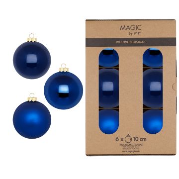 INGES'S CHRISTMAS - CONFEZIONE 6 PALLINE ROYAL BLU IN VETRO DIAMETRO 10CM