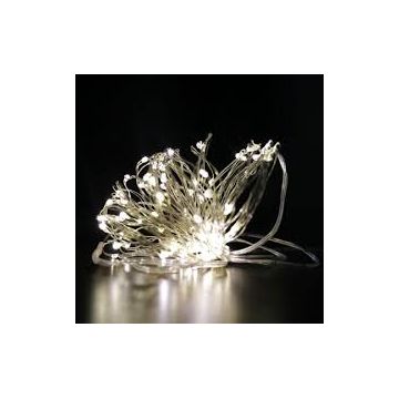 GIOCOPLAST NATALE - LUCI LED FILO RAME MODELLABILE CON 50 LED BIANCO CALDO 10M A BATTERIA USO INTERN