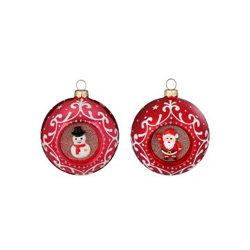 INGES'S CHRISTMAS - PALLINA VETRO ROSSO D 8 CM ASS BABBO-PUPAZZO ASSORTITA PREZZO CAD UNO