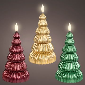 CANDELA LED ALBERO GLITTER 3 COLORI ASSORTITI DIAM 8,5X17,5H CM CANDELA LED ALBERO GLITTER 3 COLORI ASSORTITI DIAM 8,5X17,5H CM