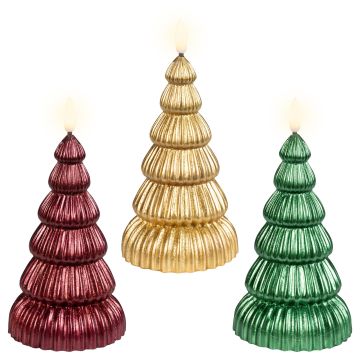 KAEMINGK - CANDELA LED ALBERO GLITTER 3 COLORI ASSORTITI  DIAM 8,5X17,5H CM