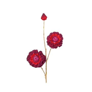 RAMO DECORATIVO NATALIZIO ZINNIA ROSSA GLITTER KAEMINGK 74 CM PER COMPOSIZIONI O