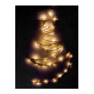 DUE ESSE CHRISTMAS - ALBERO STILIZZATO LUMINOSO LED 60CM 35LUCI BIANCO CALDO PER DECORAZIONI NATALIZO